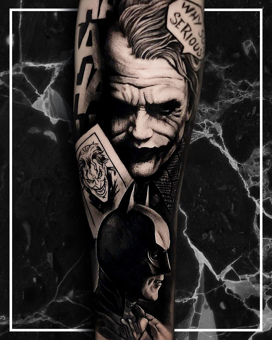 Rober Villanueva Tattoo Realistik black and grey joker batman | Human  Inkstinct Tattoos