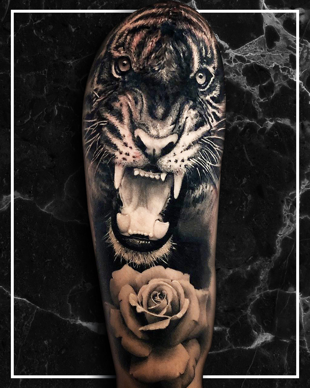 Painted Temple  Tattoos  Animal  Quade Dahlstrom Tiger with Roses