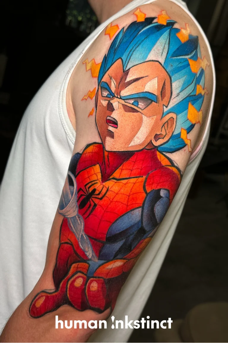 Vegeta Spiderman Mix Tattoo Cartoon Colour