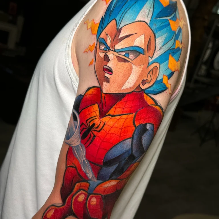 Vegeta Spiderman Mix Tattoo Cartoon Colour