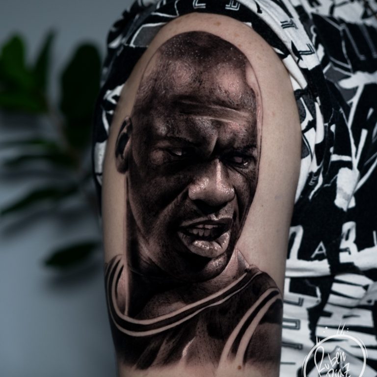 Michael Jordan Portrait Tattoo Realistic Black and grey